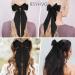 RSYHVG 2 Pieces Soft Silky Satin Hair Clip Long Tail French Ribbon Hair Pins Metal Bowknot Clips 90's Accessories for Party Valentine's Day Women Girl (Black+Black) - Buy Online on GoSupps.com