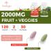 2000 MG Fruit and Veggies Supplement 35+ Fruits and Vegetables for Daily Variety 100% Whole Food Superfoods Natural Vitamins for Women & Men Sugar-Free Gluten-Free Vegan 240 Tablets 60 Count (Pack of 4) - Buy Online on GoSupps.com