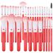 Docolor Professional Makeup Brushes Set 32Pcs Make up Brushes Premium Kabuki Foundation Blending Face Powder Blush Contour Eye Shadows Eyebrow Eyeliner Make Up Brush Gift Kit Red/White