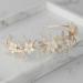 SWEETV Crystal Tiara Bridal Headpiece for Wedding | Gold Flower Leaf Hair Accessory for Women - Buy Online on GoSupps.com