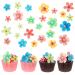35 Pcs Edible Flowers Cake Decorations Wafer Paper Flower Cupcake Toppers for Decorating Edible Flower Cake Topper Colorful Rice Paper Cake Food Decoration for Wedding Birthday Baby Shower Party