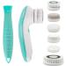 Fancii 7 in 1 Waterproof Electric Facial & Body Cleansing Brush Exfoliating Kit with Handle and 6 Brush Heads - Best Advanced Spin Brush Microdermabrasion Scrub System for Face White, Green