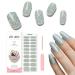 Foyute Semi Cured Gel Nail Strips 20 Pcs Soft Self-Adhesive Gel Nail Polish Wraps Sticker for Salon-Quality Manicure Set Long Lasting Easy to Apply & Remove Nail File & Wooden Stick (Grey glitter)