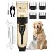 Toozey Silent Dog Clippers for Thick/Long/Short/Curly Hair - Professional Rechargeable Cordless Animal Hair Trimmer-Grooming Clipper Kit for All Pet-Gold (AC Power Adapter for UK is NOT Included)