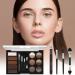 Eyebrow Powder Palette Set - 12 Colors Mascara & Stencils for Perfect Natural Brows | Shop Internationally - Buy Online on GoSupps.com