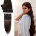 Elailite clip in extensions real hair bayalage - (8 partly set 18 clips hair extension real hair clip) - smooth 20cm 45g #02 dark brown