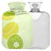 Naanle kiwifruit lemon heat bottle with reference transparent hot water bottle 2l large hot hot water bottle for bed hand feet warmer pain relief heat and cold therapy