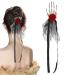 Skull Claw Hairpins | Punk Headdress With Rose Flower - Skull Claw Rose Hairpins Halloween Skull Hair Barrettes For Props Costume Decoration Straps