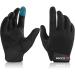 BEACE Full Finger Weight Lifting Gym Gloves with Anti-Slip Leather Palm for Workout Exercise Training Fitness and Bodybuilding for Men & Women Black Large
