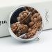 Round Walnut Pill Box - 3 Compartment Decorative Portable Organizer | Stylish Metal Pill Case for Nuts & Medicine - Buy Online on GoSupps.com