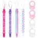 Aolso 8 pcs Dummy Clips Baby Pacifier Chain Baby Dummy Pacifier Holder Clip Adapter Baby Pacifier Holder Soother Clip Chain Straps with Plastic Clasp Silicone Ring Adapter Baby Teething Toys 4pcs-pink/purple/white