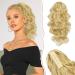 Sofeiyan Ponytail Extension Claw Clip in Ponytail Hair Extensions 13 Inch Curly Pony Tail Extension Natural Wave Synthetic Clip in Hairpiece for Women Light Blonde Mix Bleach Blonde Evenly
