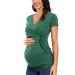 Love2Mi Women Maternity Breastfeeding Tops Long Sleeve V-Neck Cute Maternity Clothes M Hunterbr-short