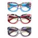100 CLASSIC 3-Pack Oversized Cat Eye Blue Light/Anti-Glare Reading Glasses for Women Spring Hinges Floral Readers Ladies Floral 3.0 x
