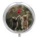 Pill Box Pill Case 3 Compartment Travel Pill Box The Cat is Reaching Out Printing Small Pill Box Portable Medicine Pill Case Pill Organizer for Purse & Pocket for Travel Handbag (Round)