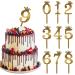 10pcs Cake Topper Acrylic Cake Numbers 0-9 Numbers with Crown Happy Birthday Cupcake Toppers Sticks Cake Picks Cake Decorations for Wedding Party Birthday Cake Decorating
