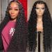 Karbalu 13x4 HD Transparent Deep Wave Lace Front Wigs Human Hair Wigs For Women 180% Density Glueless Brazilian Deep Curly Lace Front Wig Human Hair Wet and Wavy Wigs Pre Plucked (22 inch)