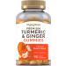 Piping Rock Turmeric and Ginger Gummies | 90 Count | Peach Flavor | Vegan Formula | Non-GMO Gluten Free Supplement