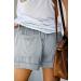 Women's Comfy Drawstring Elastic Waist Shorts | Summer Beach Lightweight Pants with Pockets - Light Blue - Buy Online on GoSupps.com