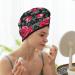 Rose Floral Coral Velvet Hair Drying Cap with Buttons - Anti-Frizz for Curly Long & Thick Hair - Buy Online on GoSupps.com