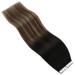 YoungSee 12 Ombre Tape in Human Hair Extensions - Natural Black to Dark Brown with Blonde - Remy Seamless Tape ins for Short Hair - 30g 20pcs - Pack of 1 - Buy Online on GoSupps.com