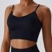 Shop Women's Crossback Sports Bra - Padded Back-Free Adjustable Fitness Top | Ribbed & Stylish Gym BH in Black - Buy Online on GoSupps.com