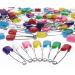 AnMiao Star 100 Pcs 7 Colors Plastic Head Safety Pin Safety Locking Baby Cloth Diaper Nappy Pins (1.6Inch Long)