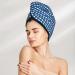 Blue Gingham Microfiber Hair Towel | Super Absorbent Quick Dry Wrap for Long Curly & Thick Hair - Soft Coral Velvet - Buy Online on GoSupps.com
