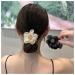 Inilbran Boho Silk Satin Hair Scrunchies Vintage Satin Hair Band Hair Ties French Elastic Hair Tie Ropes Pearl Ponytail Scrunchy Hair Ties Hair Accessories for Women and Girls Headdress Champagne