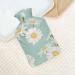 White Flowers Hot Water Bottle with Plush Cover - Hand Warmer for Adults & Children | 26.5x15.3cm - Ideal for Comfort & Warmth - Buy Online on GoSupps.com