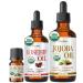 BodyJ4You Rosehip Oil Jojoba Oil Bundle - USDA Certified Organic Pure Oils Value Set - Face Skin Hair Beard Nail Care - Cold Pressed Non-GMO Hexane Free Carrier Oils - Rosehip 2 Fl Oz - Jojoba 4 Fl Oz