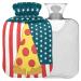 Naanle pizza USA flag hot water bottle with cover transparent hot water bottle 1l heat bottle for bed handfoot heat pain relief heat and cold therapy