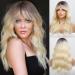HAIRCUBE Curly Wigs for Women Synthetic Hair Wig with Fringe for Daily Use or Cosplay (Blonde M)