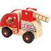 Bino Holzauto Feuerwehr - Wooden Fire Truck Toy for Kids 12 Months+ | Fold-Out Ladder PVC Tires Promotes Hand/Eye Coordination - 17x12x9 cm Red - Buy Online on GoSupps.com