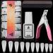 Artificial nails with nail adhesive set magic armor 504pcs piece white coffin nail tip nail tips nail tips for gelnail 10 sizes full cover nail tips & nail files nail clip for at home DIY nail studio