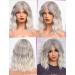 Wokestar Bob Curly Wig with Fringe 12 inch Grey - Short Synthetic Wavy Wig for Women - Buy Online on GoSupps.com