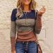 Women's Ribbed Knit Henley Long Sleeve Tunic Lace Top - Orange | Slim Fit Blouse - Buy Online on GoSupps.com