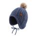XIAOHAWANG Winter Baby Boys Hat Velvet Lining Toddler Kids Beanie Earflap Warm Baby Hats for Girls with Pompom 0-6 Months Jean Blue