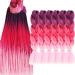 MAYSA Ombre Pink Jumbo Braiding Hair For Women and Girls 24 Inch Soft Braid Hair Extensions 6Packs Braiding Hair High Temperature Synthetic Fiber (Purple-Hot Pink-Pink) 24 Inch (Pack of 6) Purple-Hot Pink-Pink