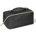 Aucuu Premium PU Cosmetic Travel Bag- Large Capacity Waterproof Organizer, Geometric Black Design - Gift for Women - Buy Online on GoSupps.com