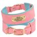 Pet artist personalized PU leather dog collar for medium large dogs with soft padded custom engraved name tag comfortable pink dog collar for girls M: Neck 33-41cm width 3cm pink engraved