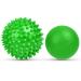 Uraqt fascia ball 2 set small hedgehog ball hard fascia massage ball with knobs massage balls for the treatment of muscle tension hedgehog balls massage ball for feet back neck hands (green)