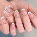 Handcess French press on nail nude short artificial nails ballerina artificial fingernails French nails to stick on for women and girls 24 pieces