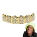 Kirdum hip-hop tooth clip tooth in hip-hop style-grilled grill caps with rhinestones gold-plated grillz teeth-cropped golden tooth caps party for cosplay costumes portable upper fishing tooth