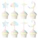 Cyodoos 24 Pack Laser Glitter Moon and Star Cupcake Toppers Sweet Baby Gender Reveal Cupcake Picks Baby Shower Kids Girls Birthday Party Kids Birthday Wedding Party Cake Decorations Supplies Laser1