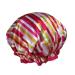 1 Pcs Waterproof Shower Cap for Women Long Hair Well-stitched Elastic Designed Double Layer Bath Cap for Girl (05 Red White Stripes) Striped