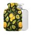 Lemon avocado branches BPA-free hot water bottle with cover 2 l large hot water bag for pain relief headache neck and shoulders