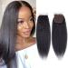 Brazilian Virgin Kinky Straight 4x4 Lace Closure 9A Grade Yaki Straight Human Hair 4x4 Transparent Lace closure Free Part Natural Black Color (10Inch kinky straight closure) 10Inch/KS 4X4 Kinky Straight Closure