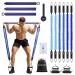 Hommie Pilates bar kit with resistance bands for women and men 3 pieces stick squat yoga pilates resistance bands with handles door anchors & foot loops for Pilates strength training 9 18 27 kg