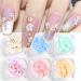 6 Boxes 3D Flower Nail Art Charms Light Change Nail Decals for Acrylic Nail Art Accessories with Pearl Golden Caviar Beads Glitter Nail Supplies Stud Design Jewelry Women DIY Decoration Tips Flower(Lignt Change)